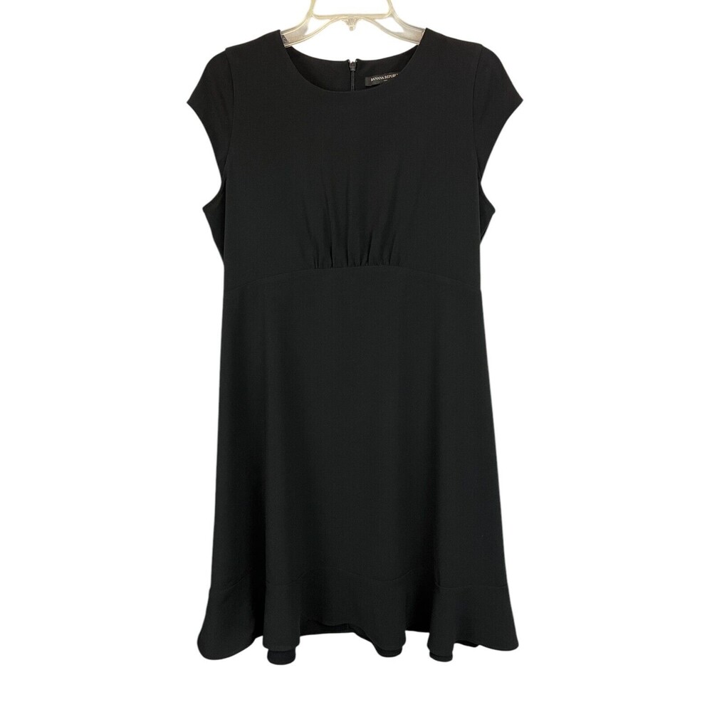 Banana Republic Black Empire Waist Midi Shift Dress w Flounce Hem Size 10P